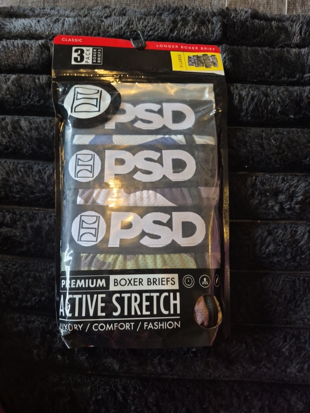 PSD Men’s Active Stretch Boxer Briefs - Black (3-Pack)
